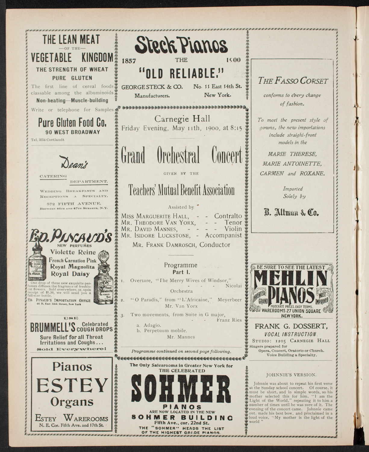 Teacher's Mutual Benefit Association Orchestral Concert, May 11, 1900, program page 4