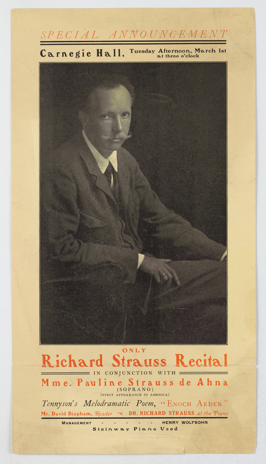 Richard Strauss with Pauline Strauss de Ahna and David Bispham, March 1, 1904