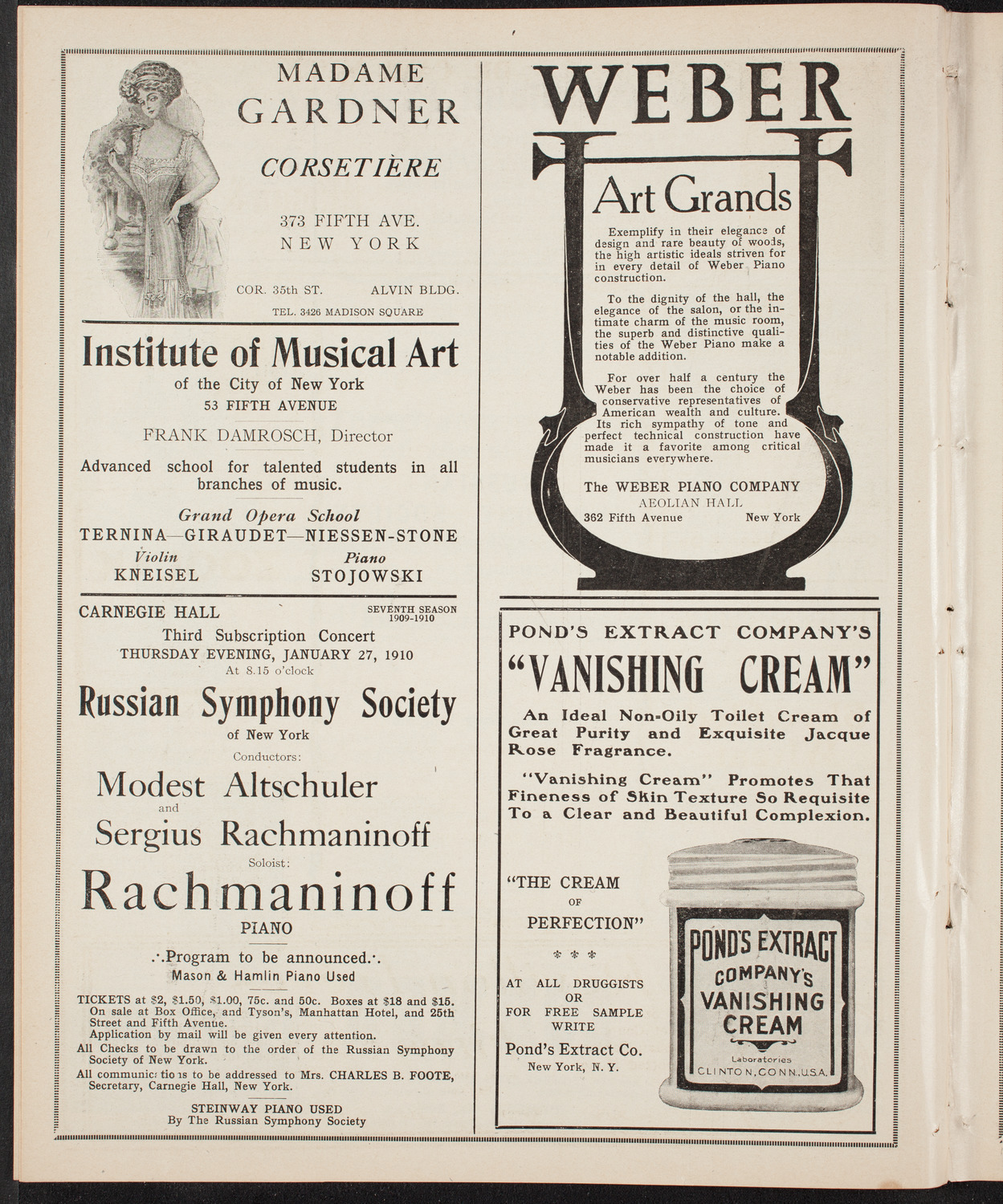 Russian Symphony Society of New York, December 2, 1909, program page 6