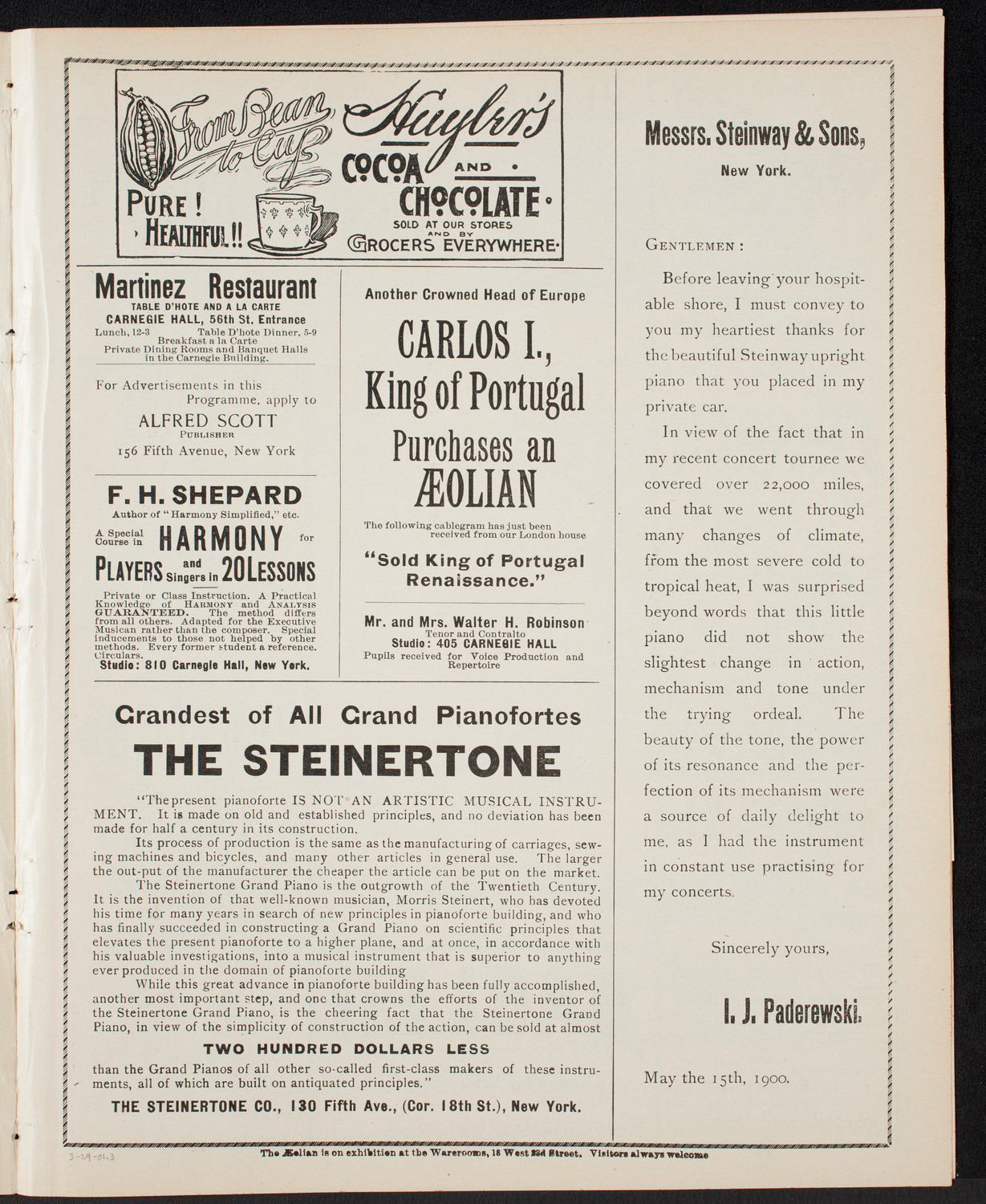 New York Philharmonic, March 29, 1901, program page 5