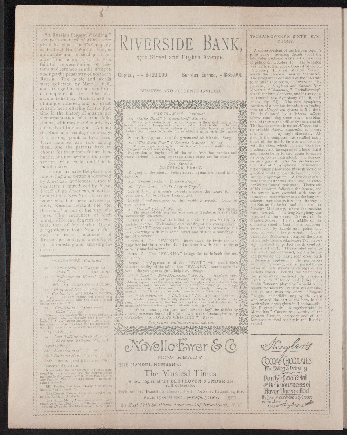 Madame Lineff's Russian Choir, February 2, 1894, program page 6