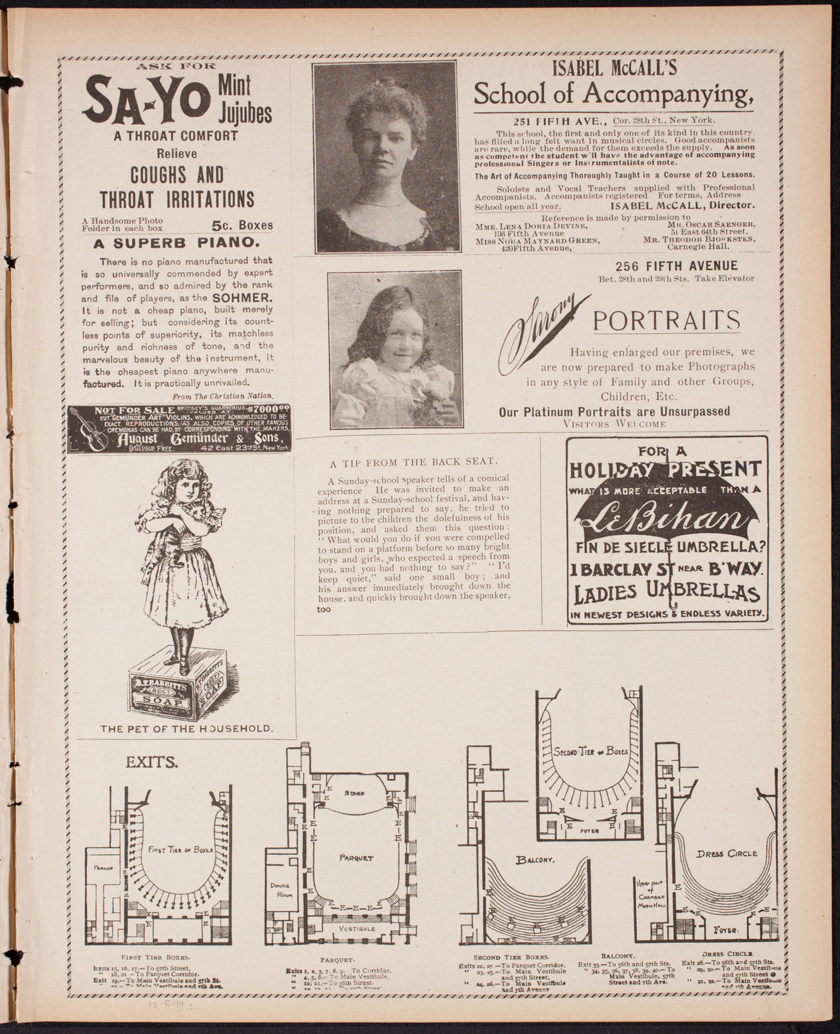 New York Premiere, December 8, 1899, program page 3