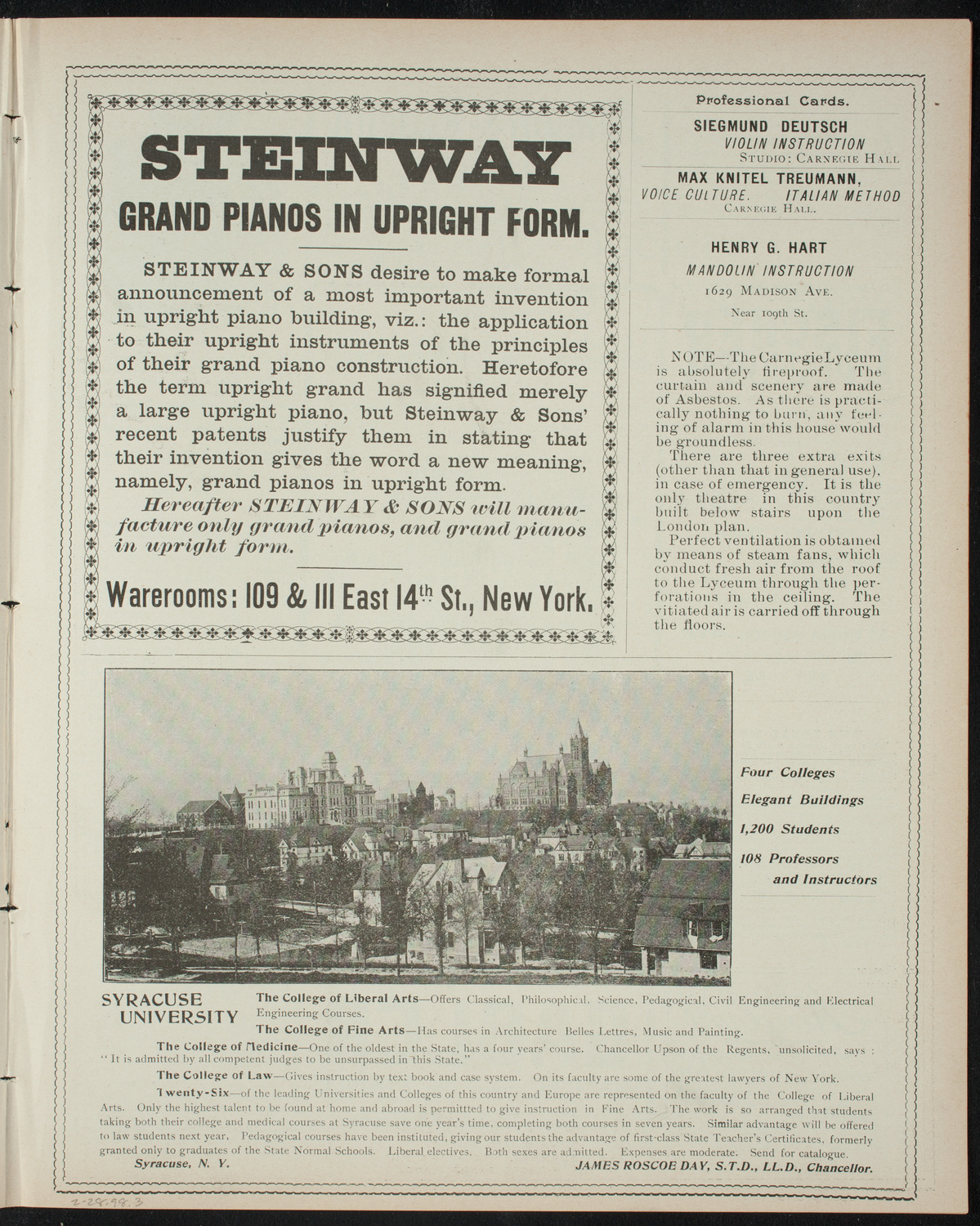 Benefit: Home for Working Girls, February 28, 1898, program page 5