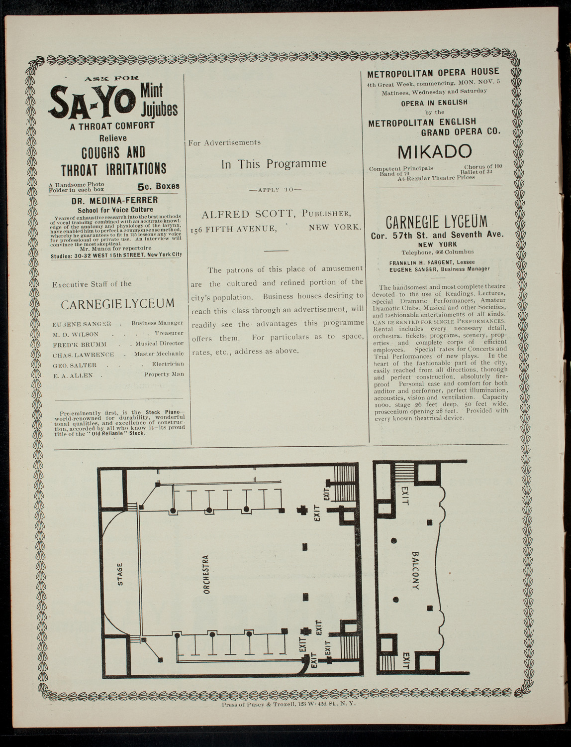 Grand Concert of the Wholesale Dry Goods Club Quartette, November 10, 1900, program page 4