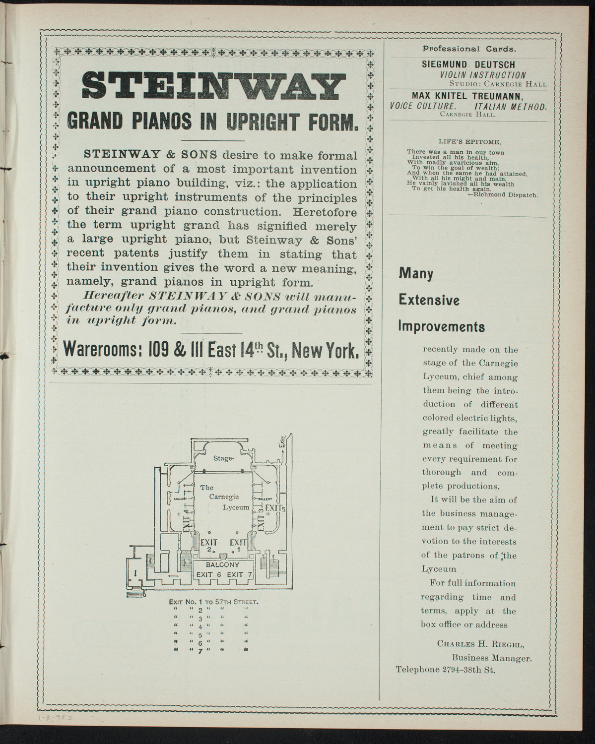 Funcion Lirico Dramatica a beneficio del Club Caridad, January 8, 1898, program page 5