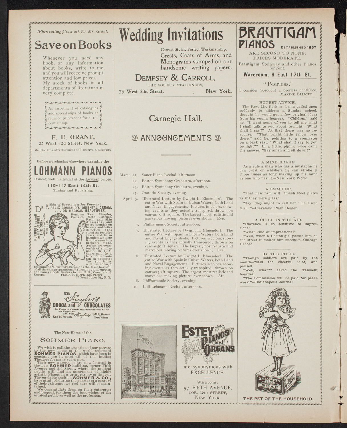 German Liederkranz, March 19, 1899, program page 2