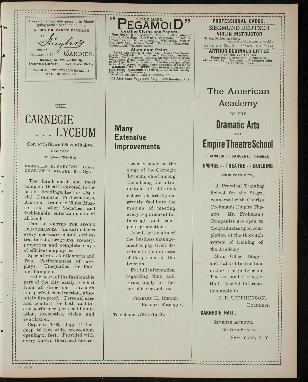 Students of Gustav Levy, May 18, 1899, program page 7