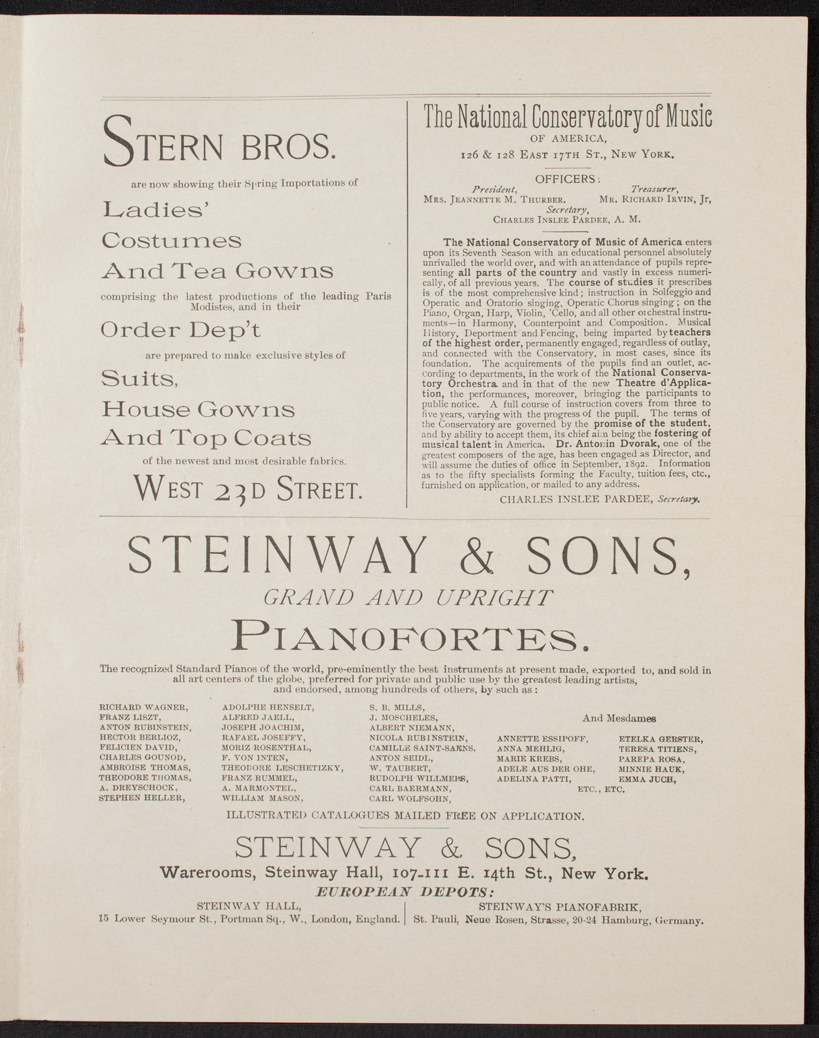 Arthur Hochmann and Arthur Hartmann, April 2, 1892, program page 7