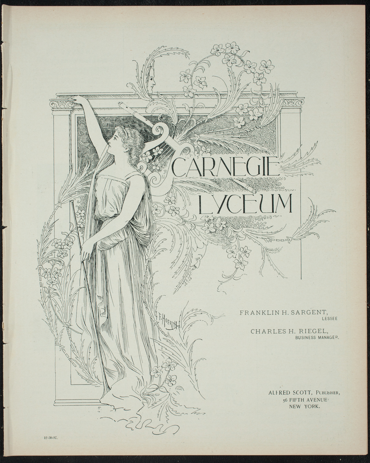 Holiday Pantomime by the Junior League, December 30, 1897, program page 1