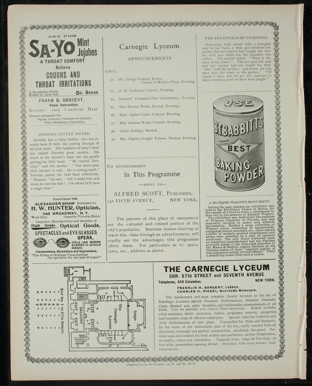 Jack the Giant Killer, April 21, 1900, program page 4