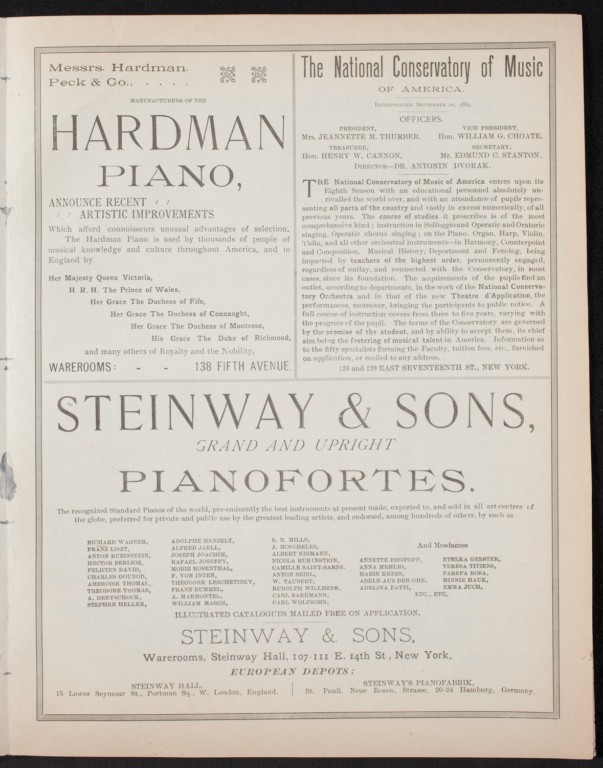 Damrosch Sunday Concert, January 8, 1893, program page 5