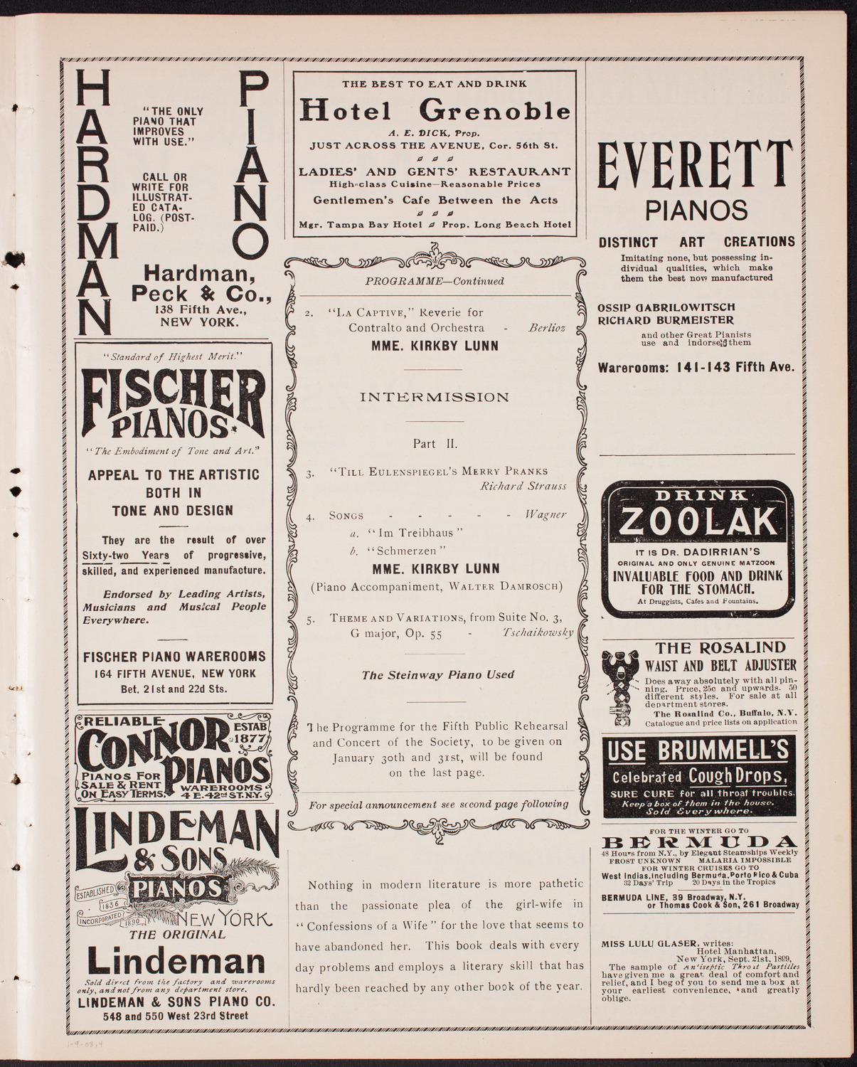 New York Philharmonic, January 9, 1903, program page 7