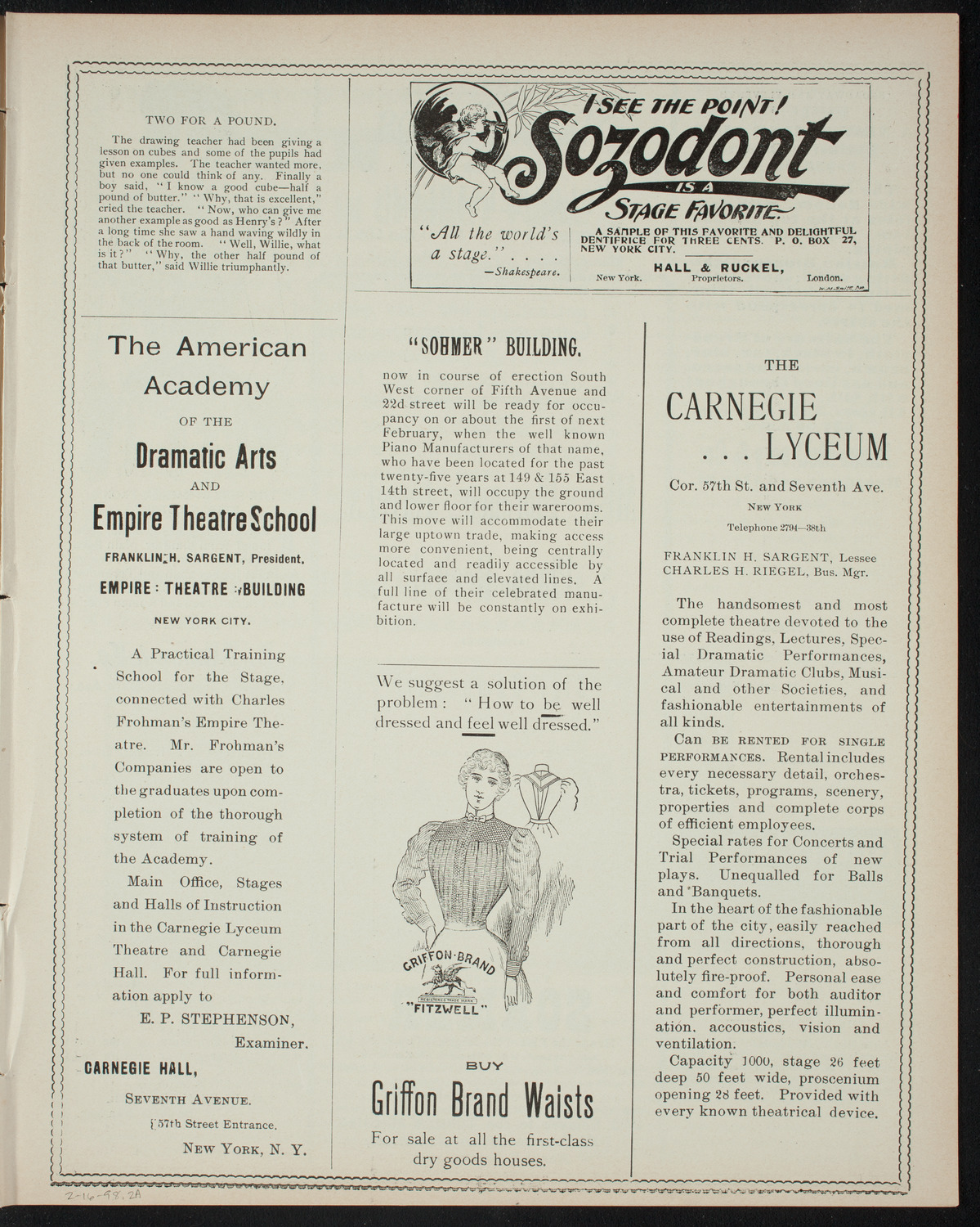 Florence Terrell, February 16, 1898, program page 3