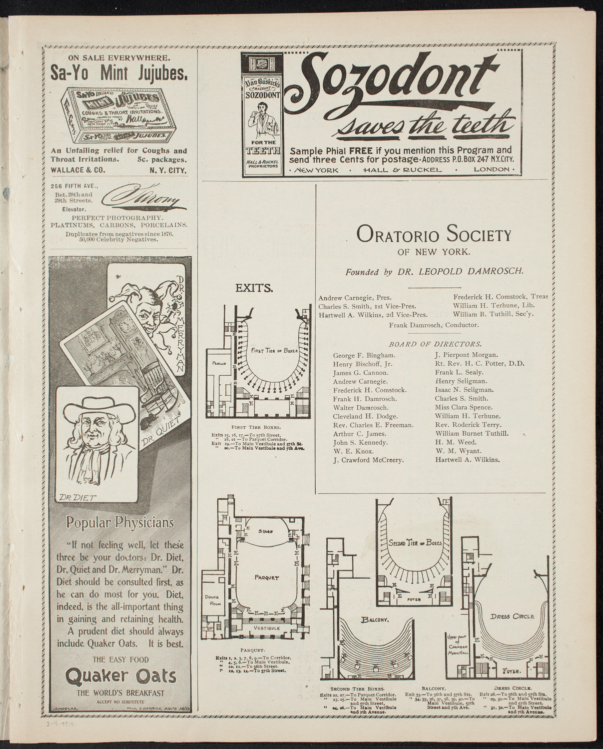 New York Philharmonic, February 4, 1899, program page 3