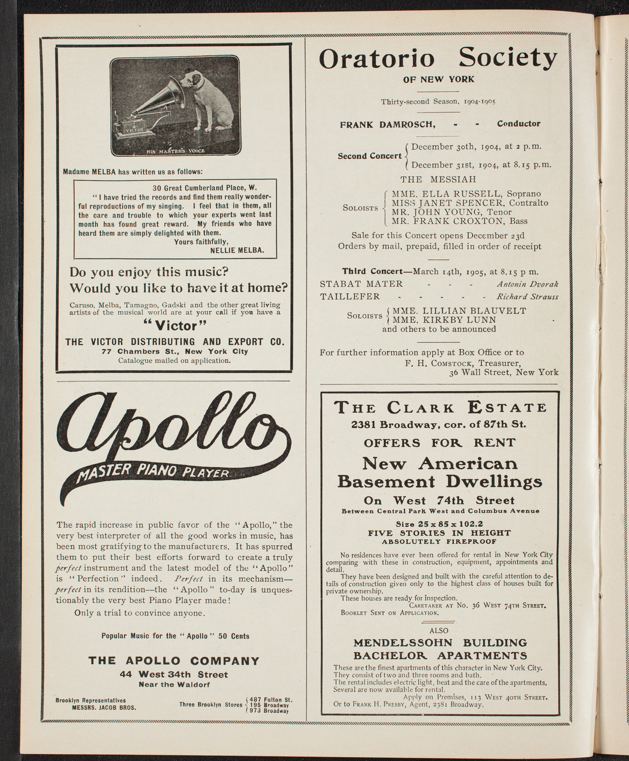 New York Symphony Orchestra, December 4, 1904, program page 2