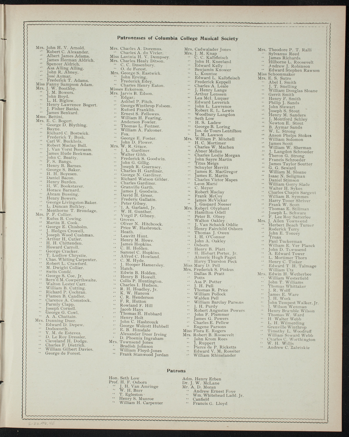 Columbia College Musical Society, February 22, 1898, program page 7