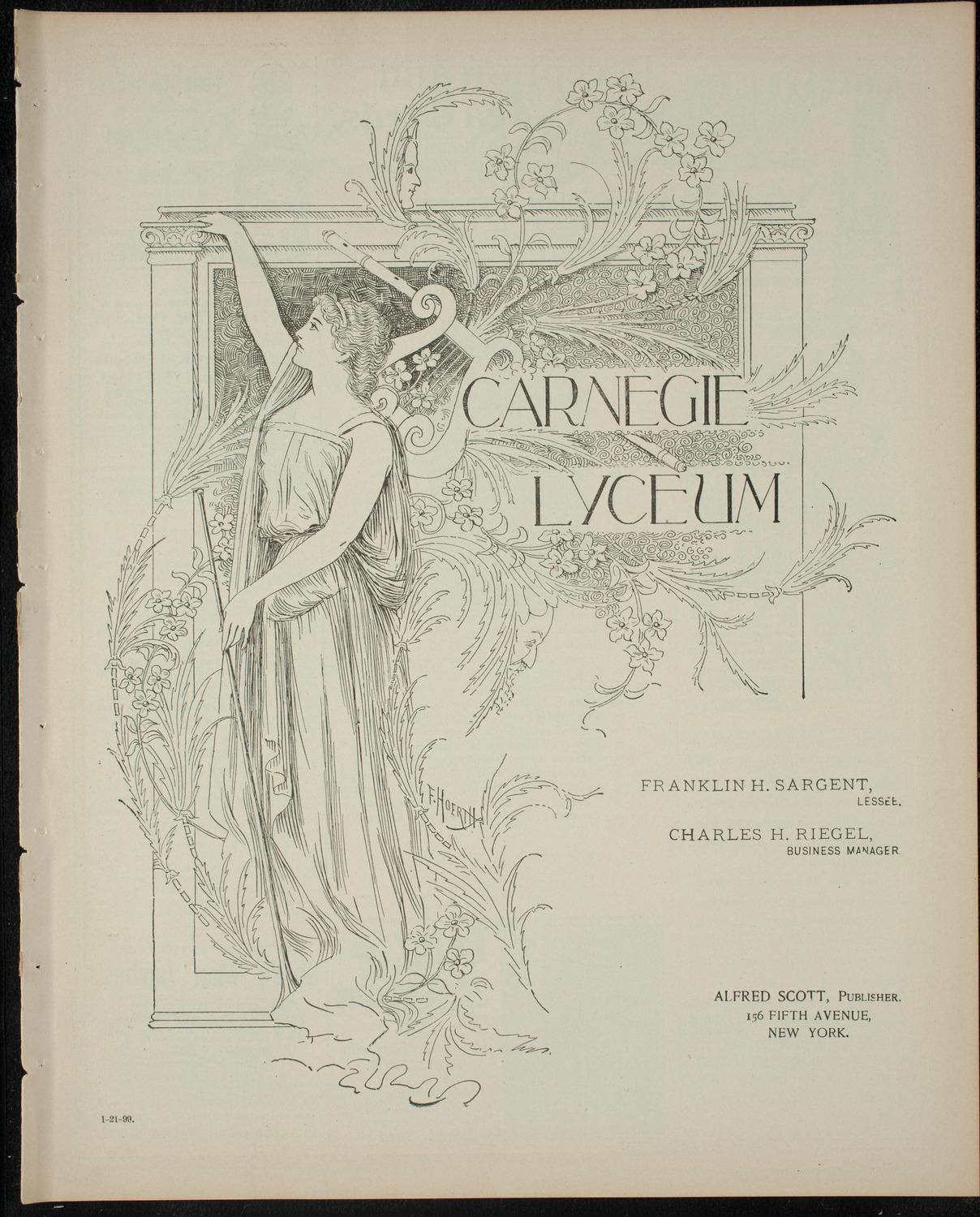 Comparative Literature Society Saturday Morning Conference, January 21, 1899, program page 1