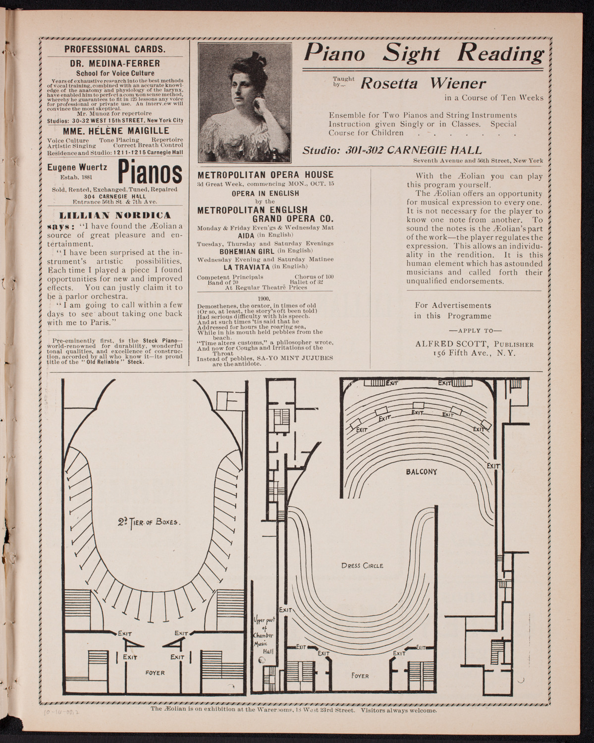 Lillian Blauvelt and Orchestra, October 16, 1900, program page 3