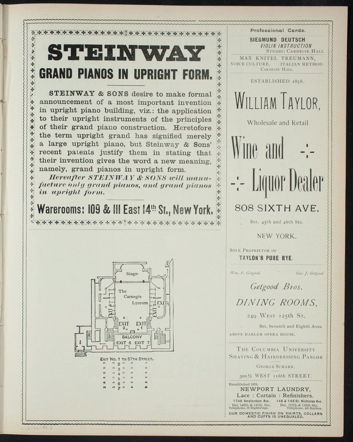 Columbia University Sophomore Class, December 22, 1897, program page 5