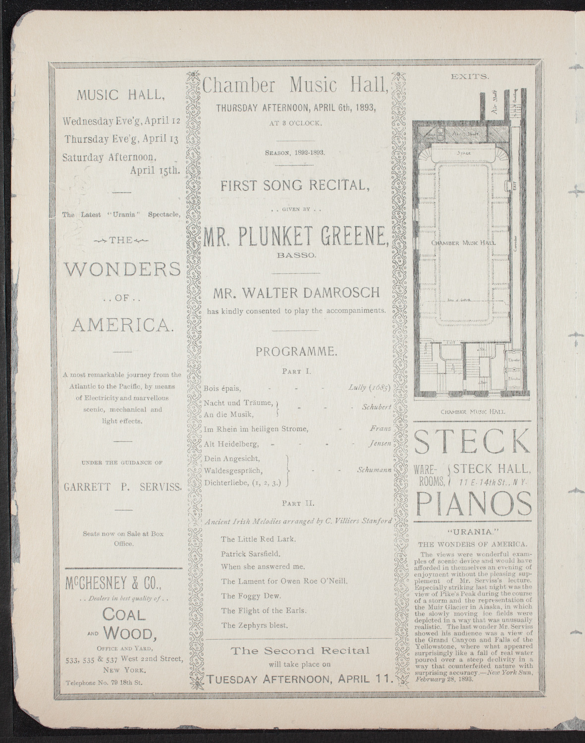 Plunket Greene, April 6, 1893, program page 2