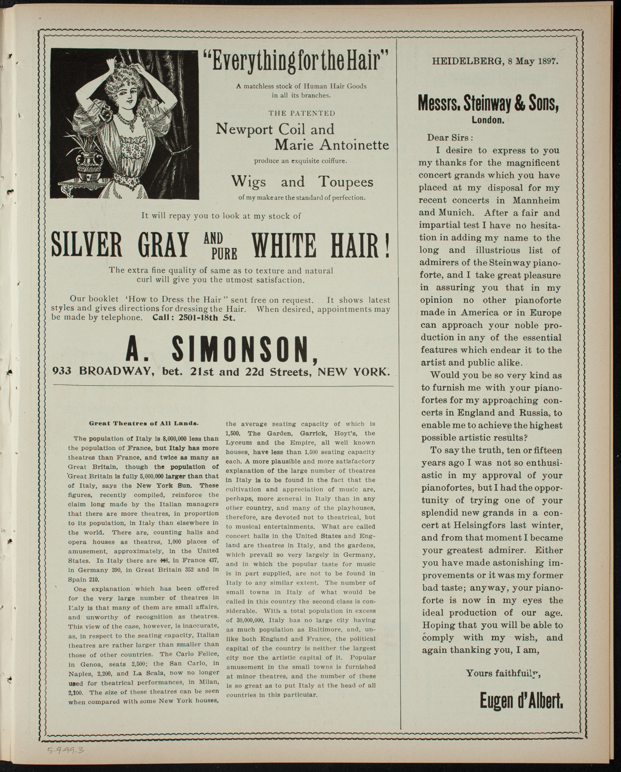 The Jesters of Trinity College, May 9, 1899, program page 5