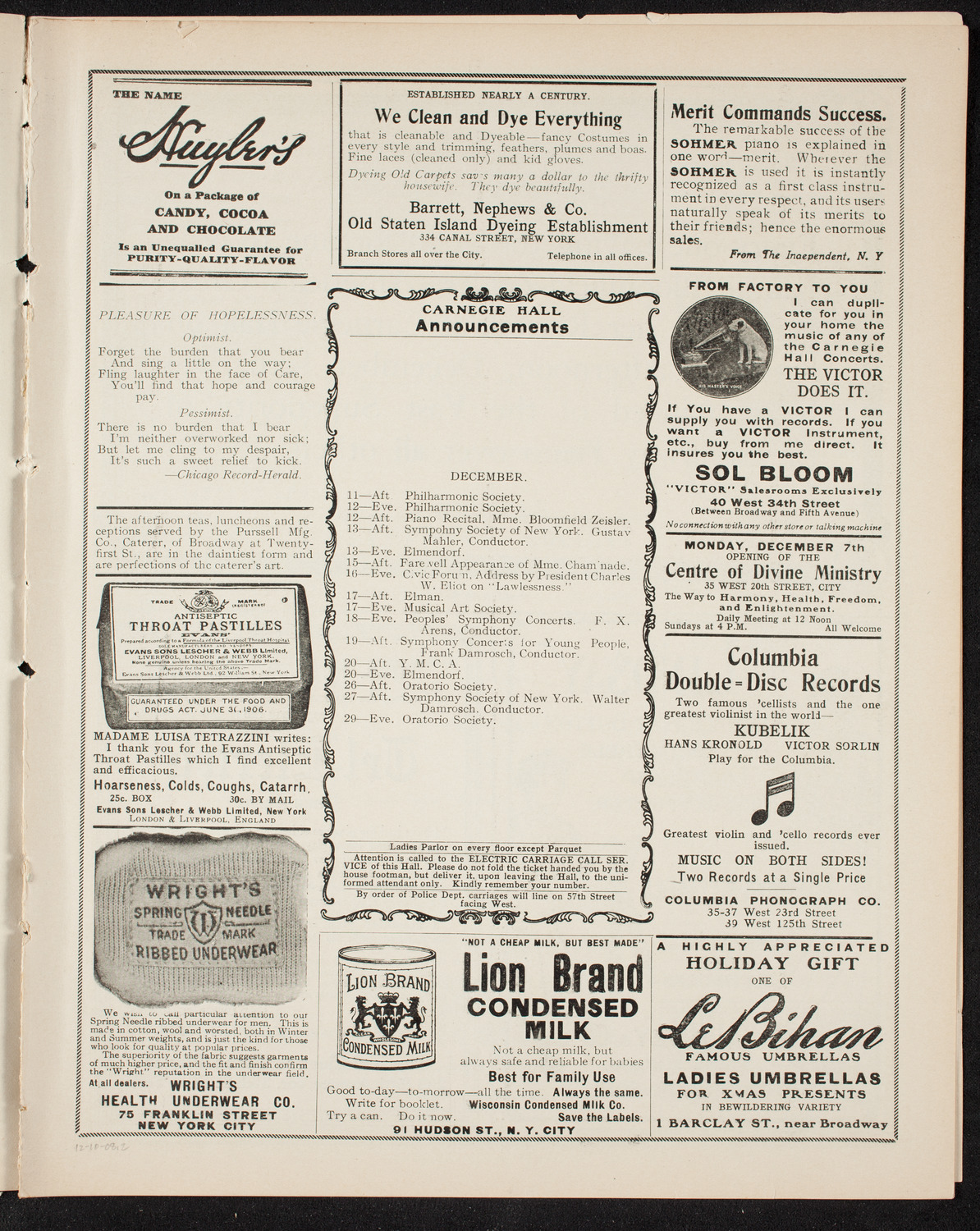 Russian Symphony Society of New York, December 10, 1908, program page 3