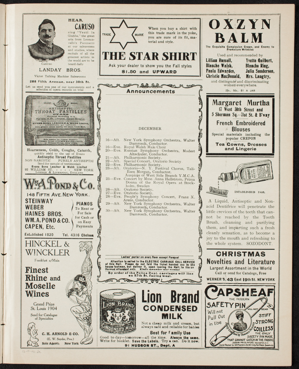 New York Symphony Orchestra, December 15, 1906, program page 3