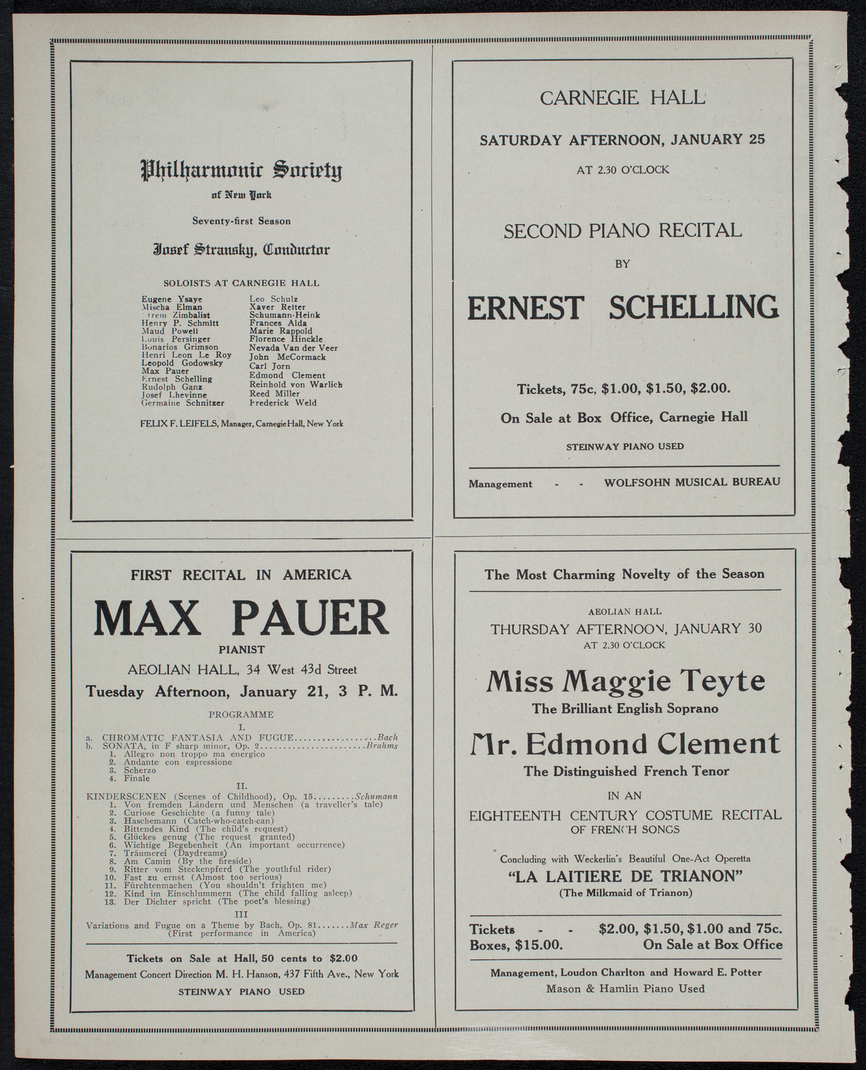 New York Philharmonic, January 16, 1913, program page 10
