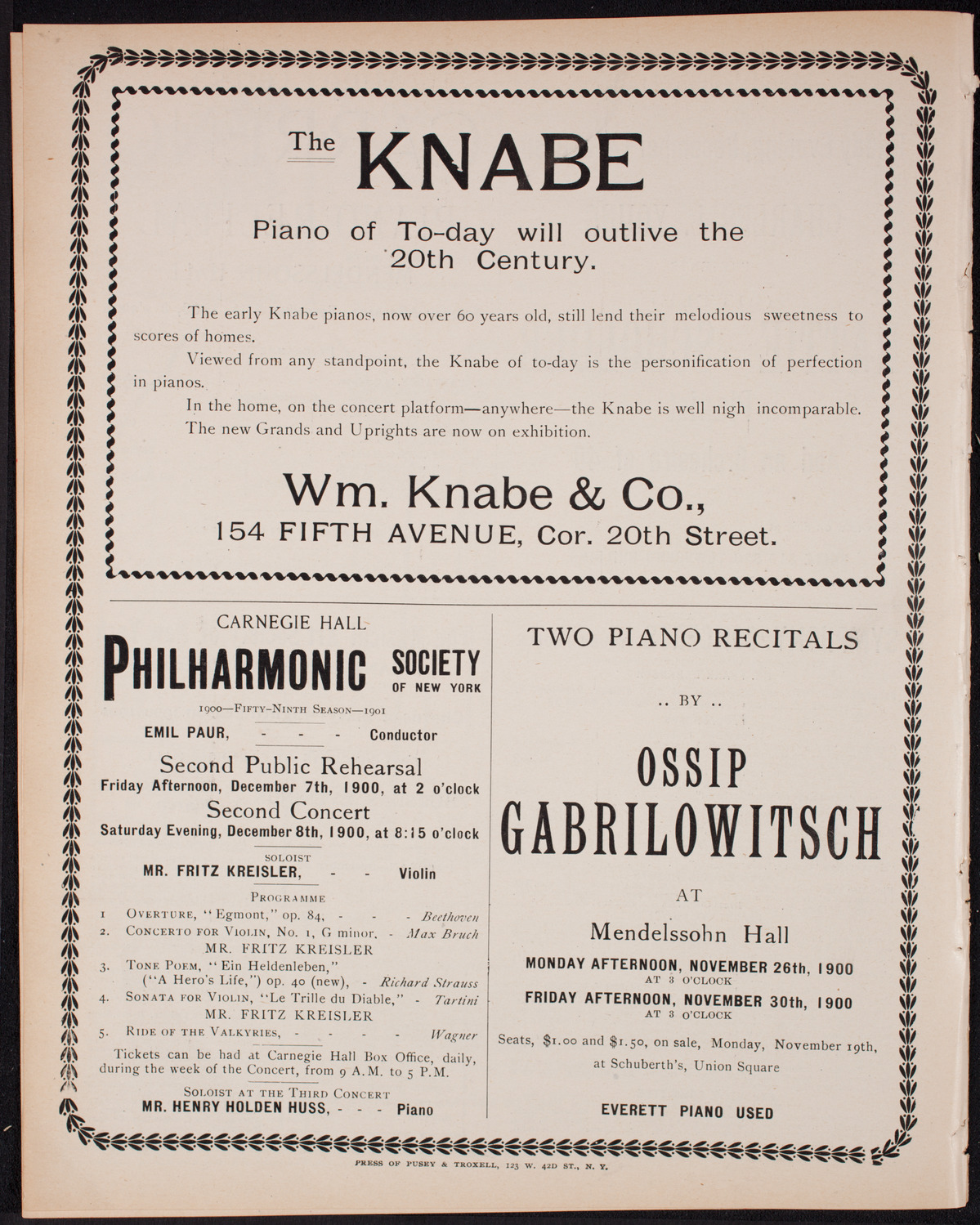 Oratorio Society of New York, November 24, 1900, program page 10