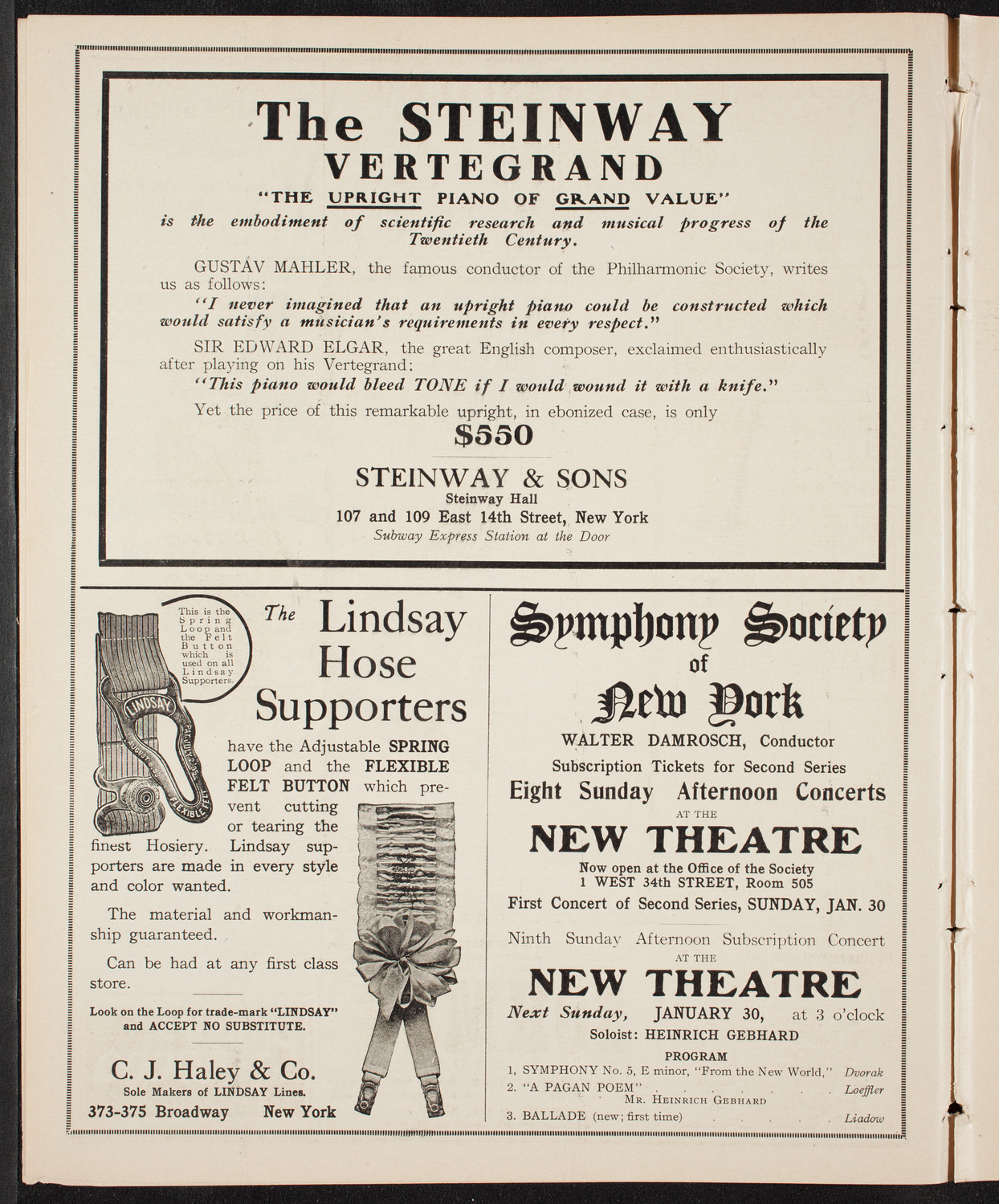 New York Symphony Orchestra, January 25, 1910, program page 4