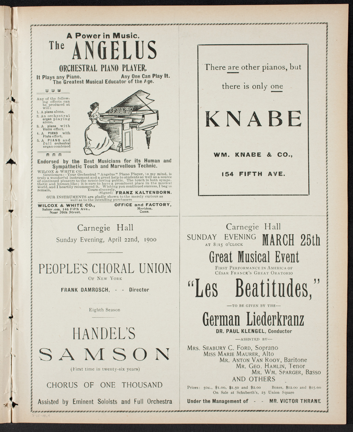 Musical Art Society of New York, March 15, 1900, program page 7