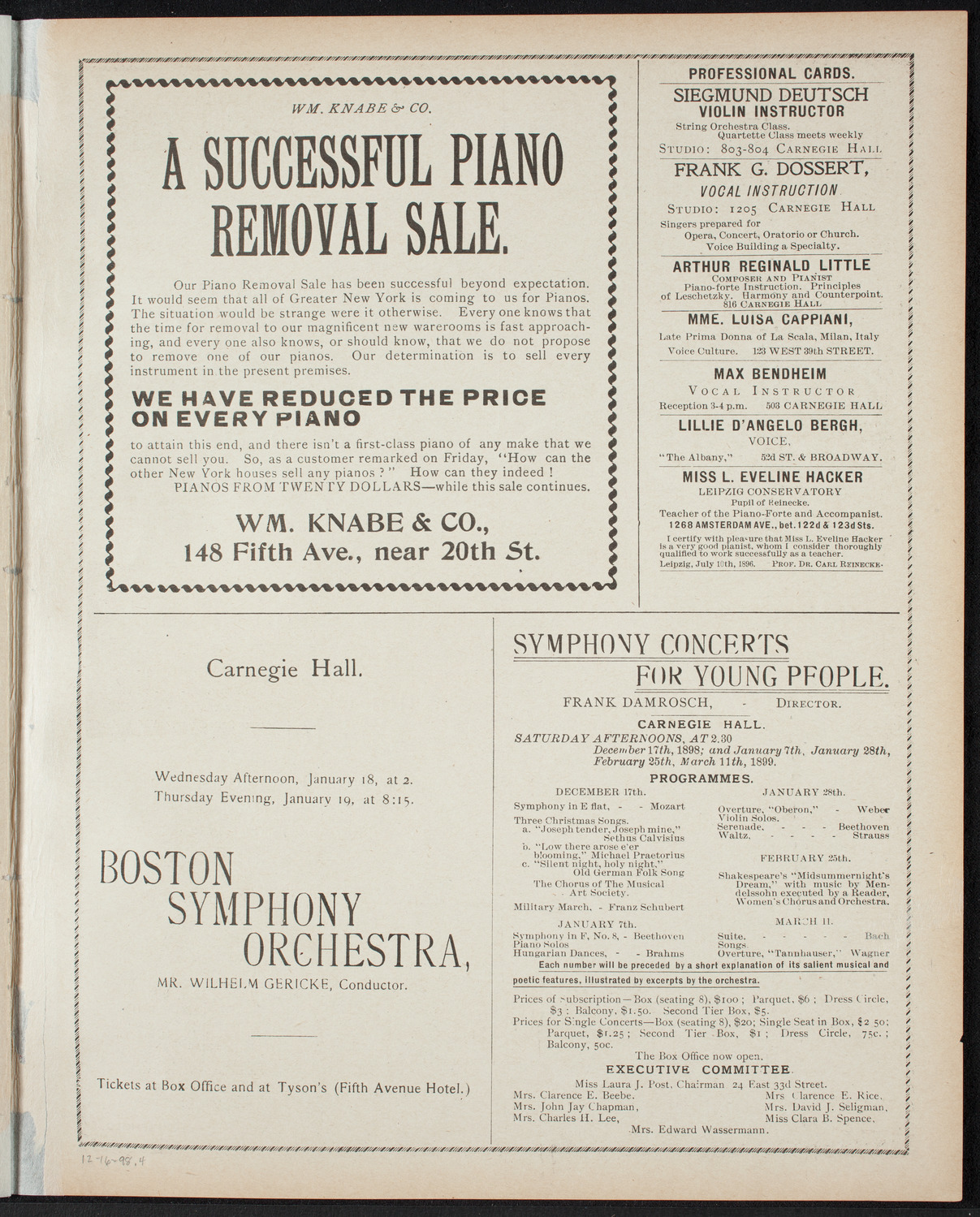 New York Philharmonic, December 16, 1898, program page 7