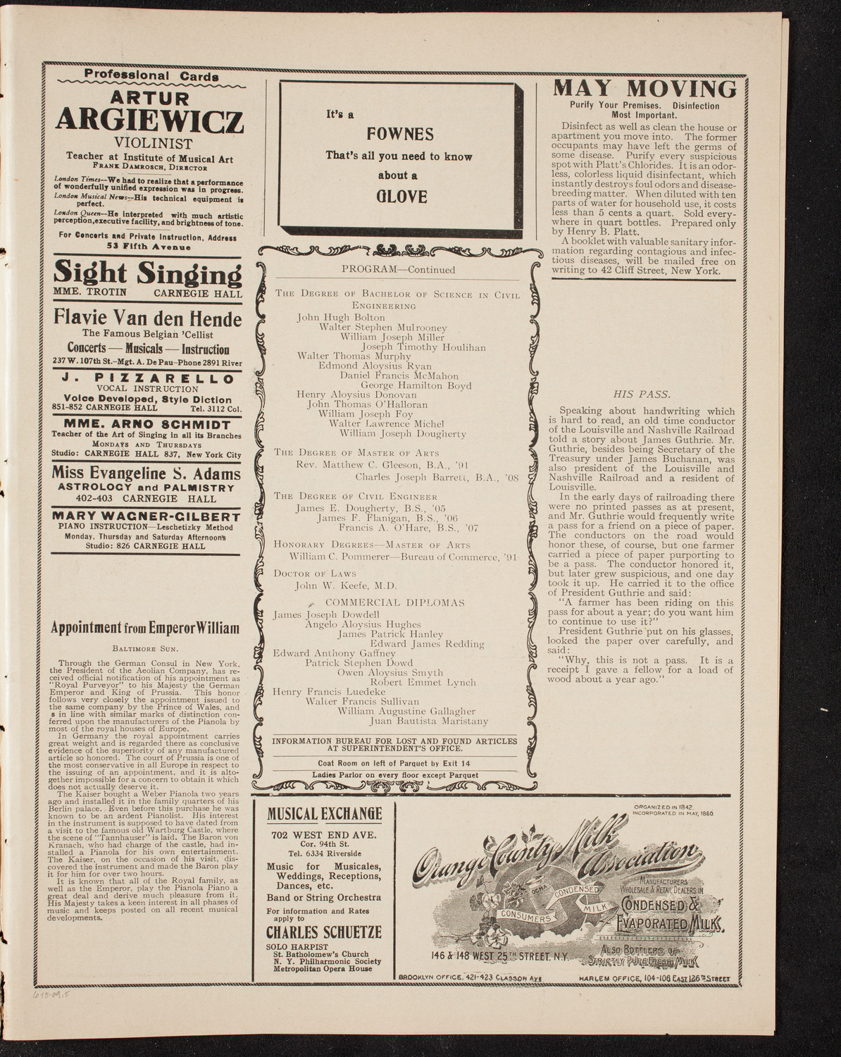 Graduation: Manhattan College, June 15, 1909, program page 9