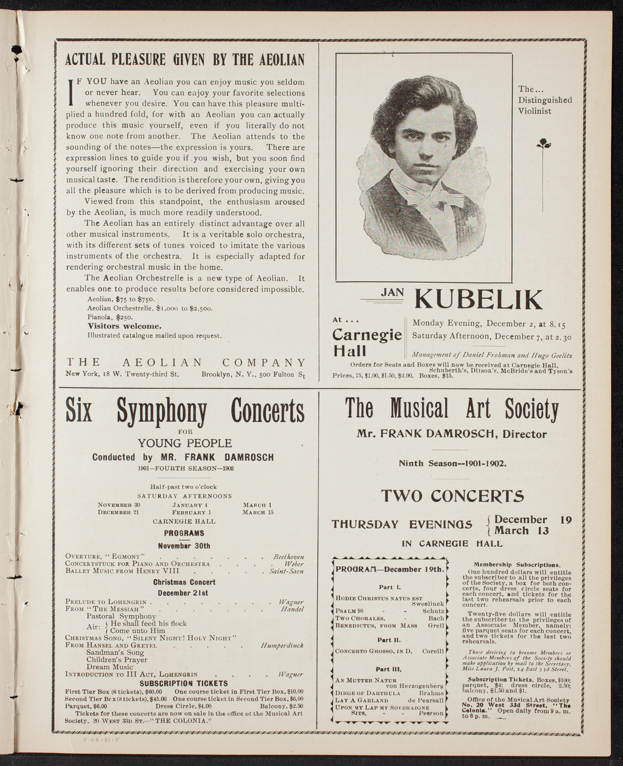 New York Festival Chorus and Orchestra, November 24, 1901, program page 9