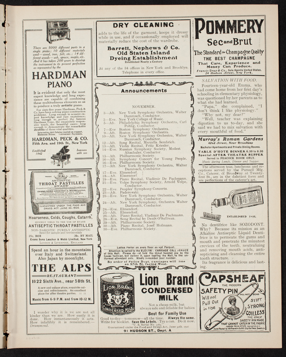New York Symphony Orchestra, November 2, 1907, program page 3