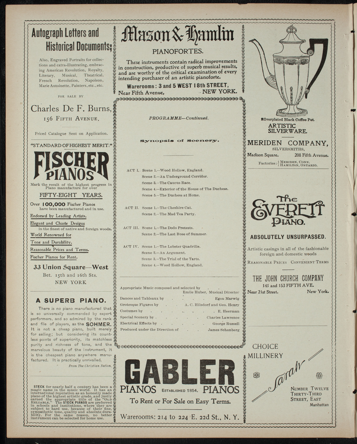 Alice in Wonderland, April 11, 1899, program page 6