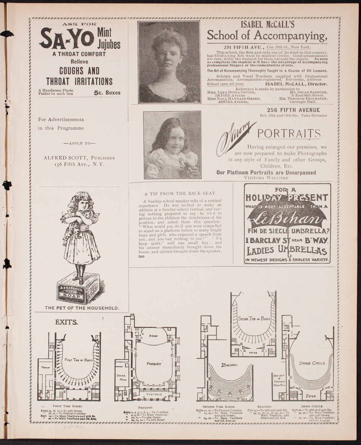 Benefit: German Hospital and Dispensary, November 29, 1899, program page 3