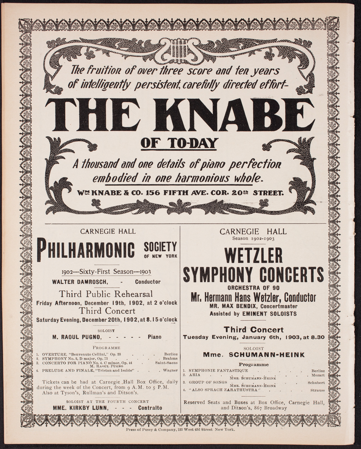 New York Philharmonic, December 6, 1902, program page 12