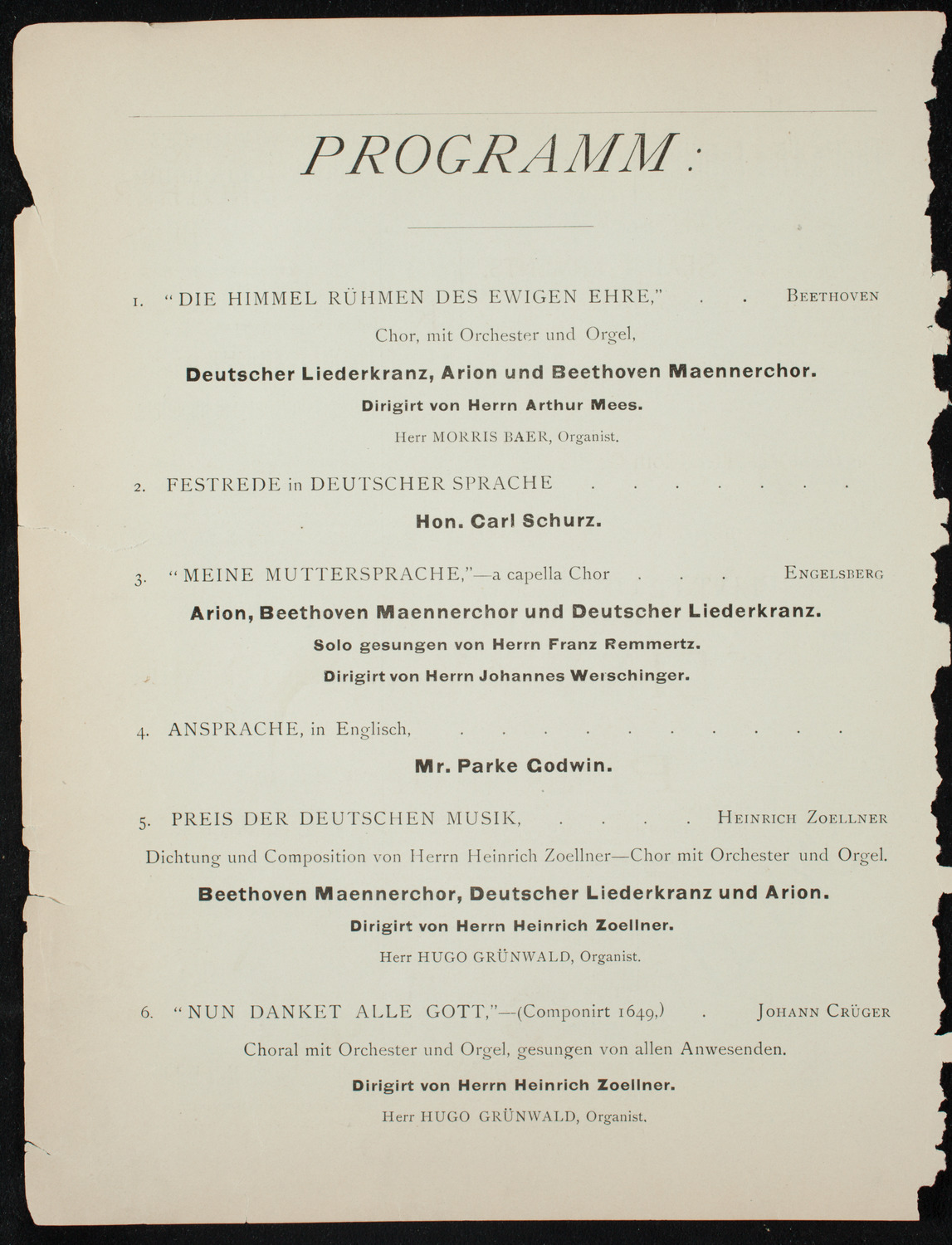 Deutscher Tag Festival, October 4, 1891, program page 6