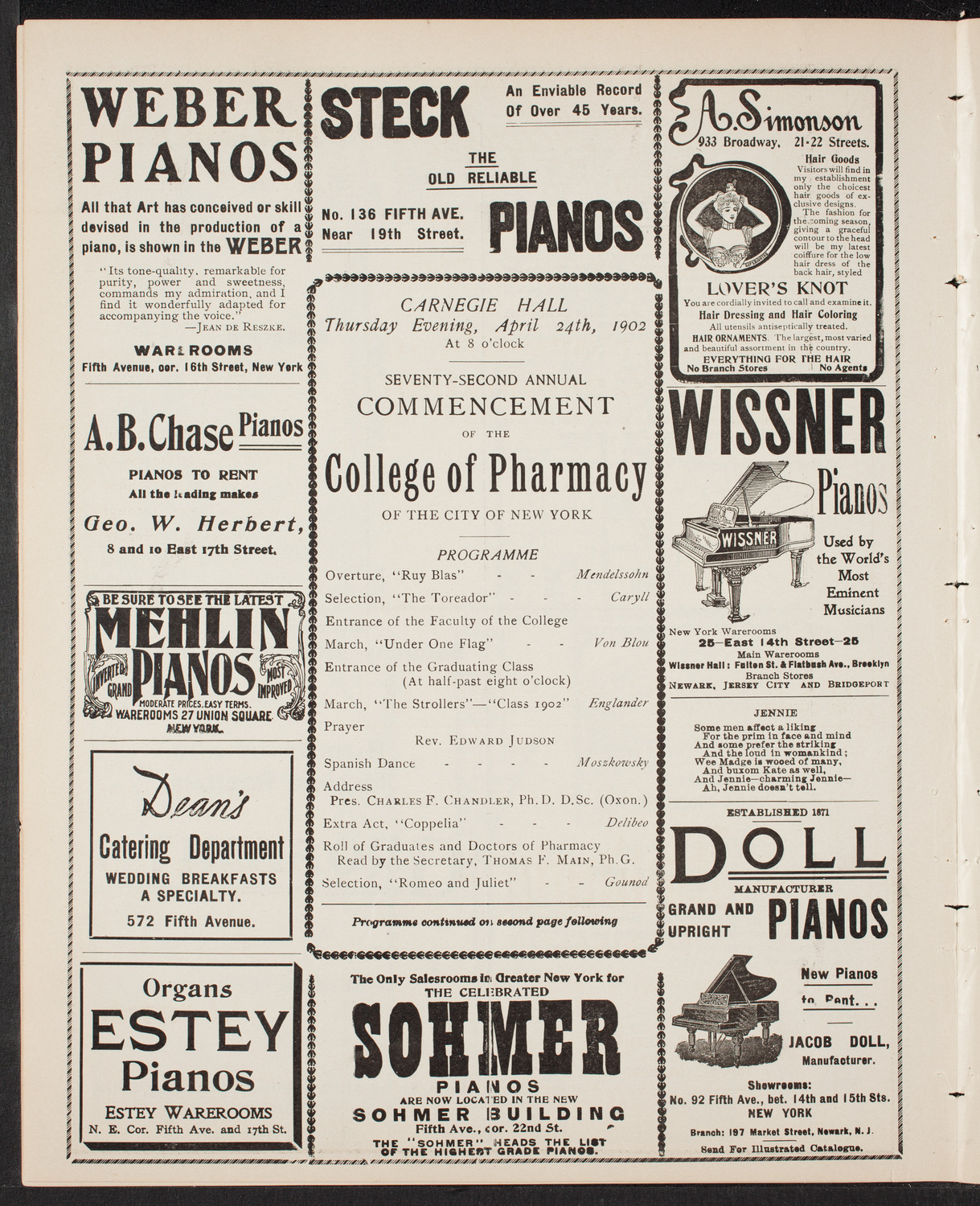 Graduation: College of Pharmacy of the City of New York, April 24, 1902, program page 6