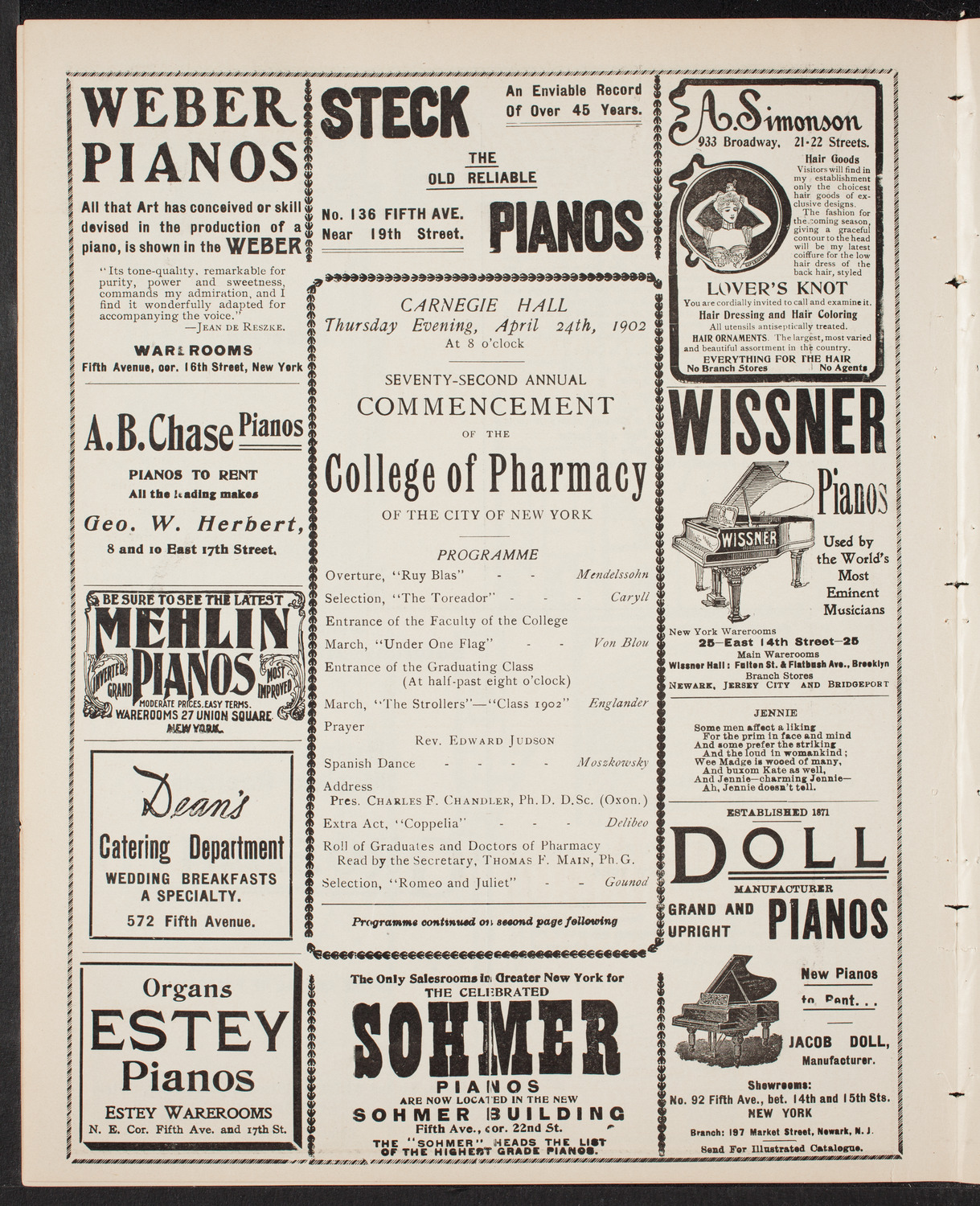 Graduation: College of Pharmacy of the City of New York, April 24, 1902, program page 6