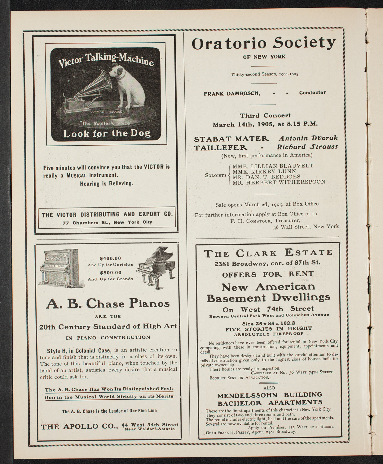 Benefit: Society of St. Vincent de Paul, February 12, 1905, program page 2