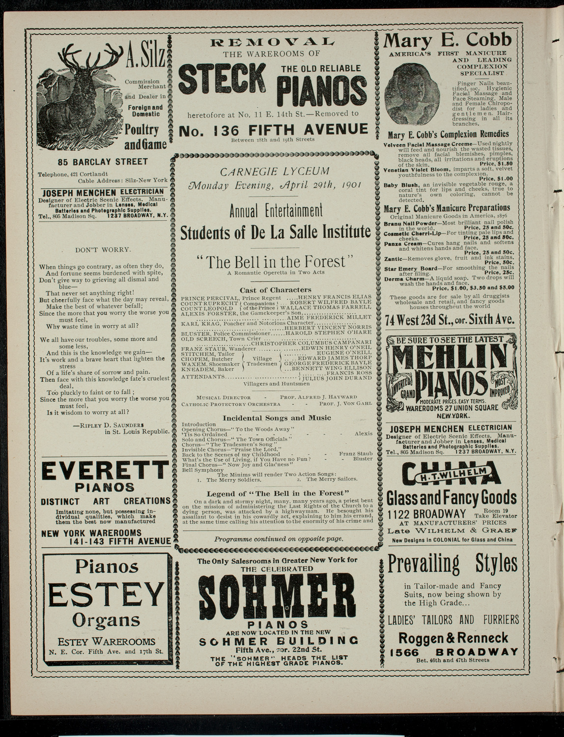 Annual Entertainment by Students of De La Salle Institute, April 29, 1901, program page 2