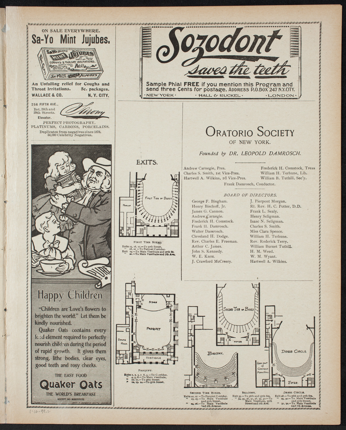 Lilli Lehmann, Soprano, January 10, 1899, program page 3