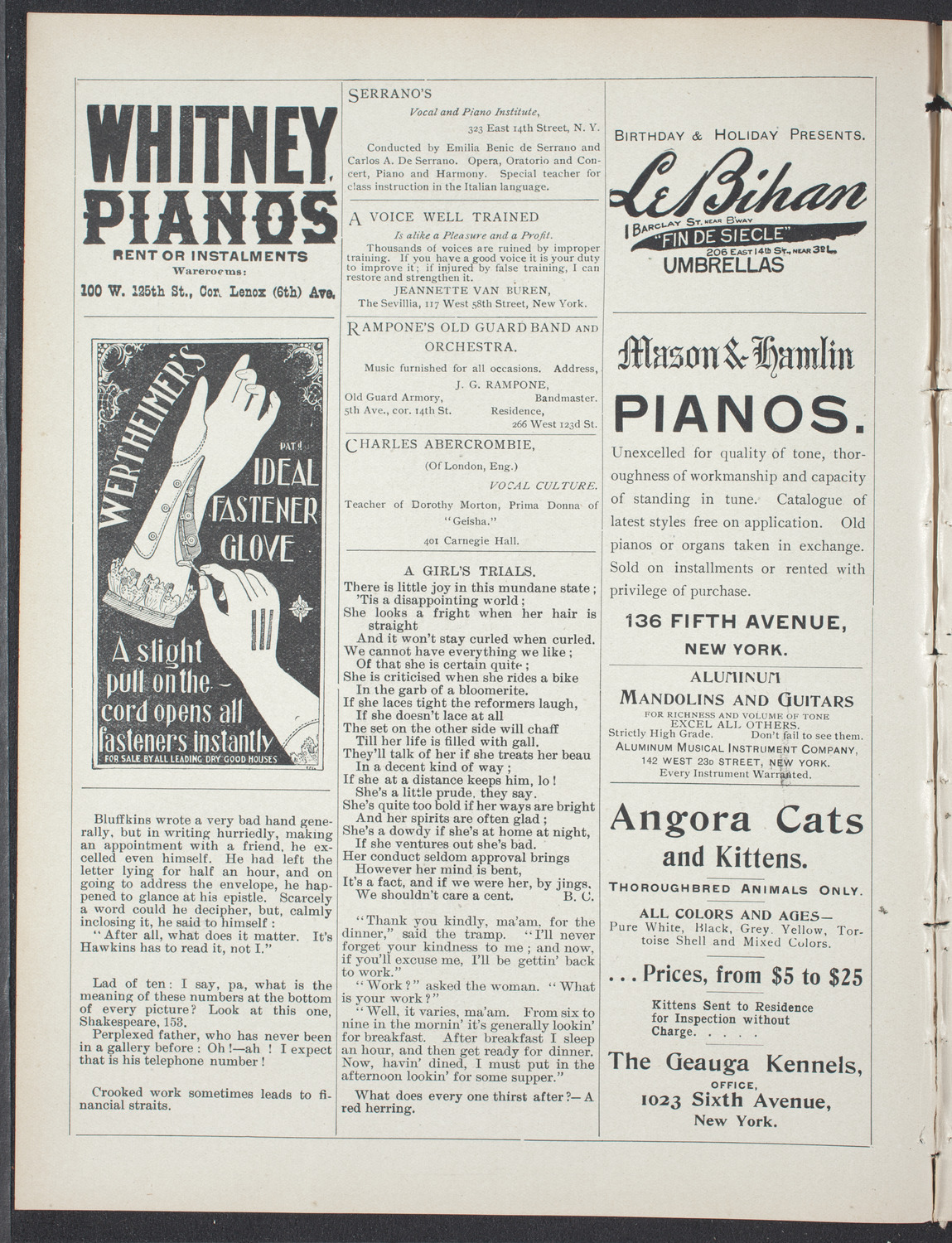 Opening Concert to Introduce Clarence T. Wendell, December 16, 1896, program page 2