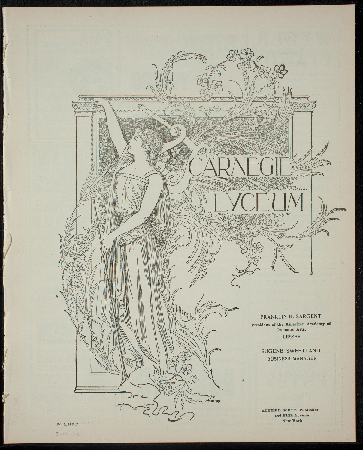 Academy Stock Company of the American Academy of Dramatic Arts and Empire Theatre Dramatic School, March 14, 1902, program page 1