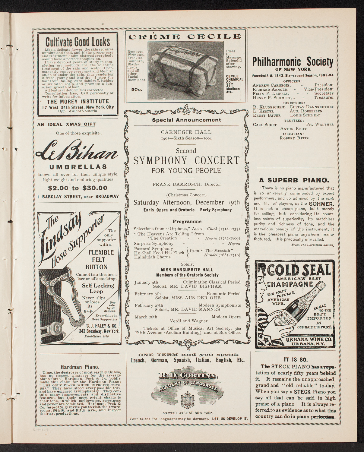 New York Philharmonic, December 4, 1903, program page 9