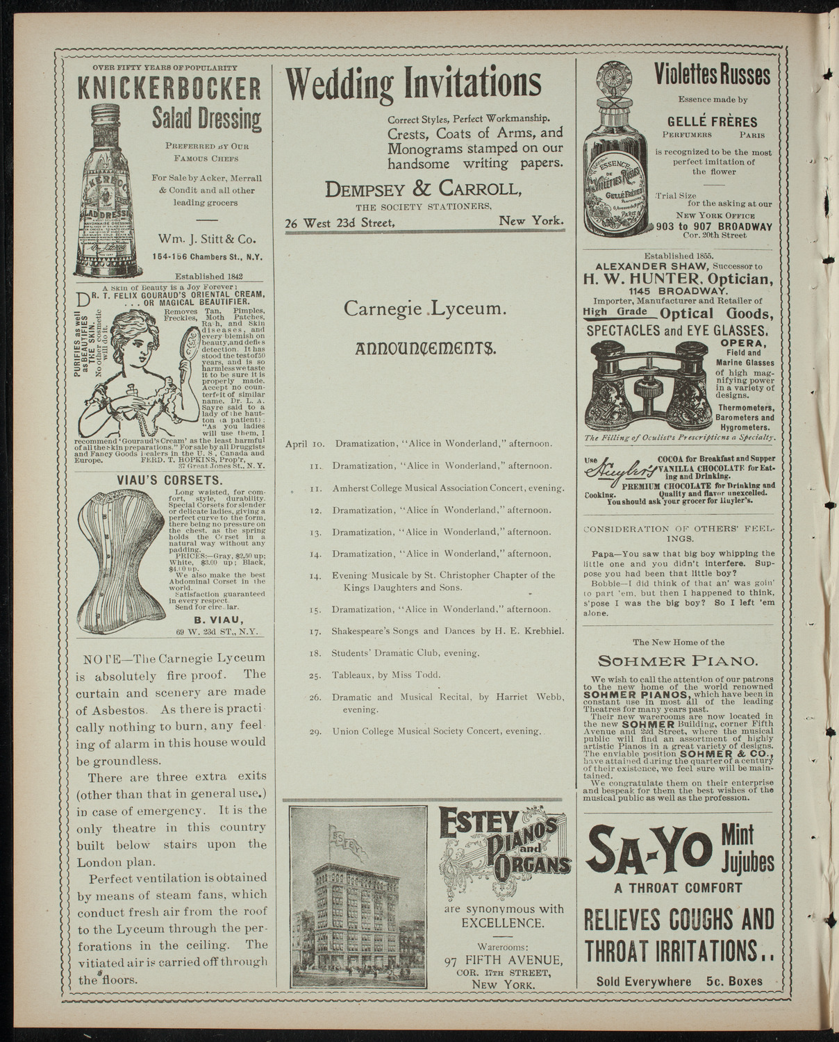 Amateur Comedy Club, April 8, 1899, program page 2