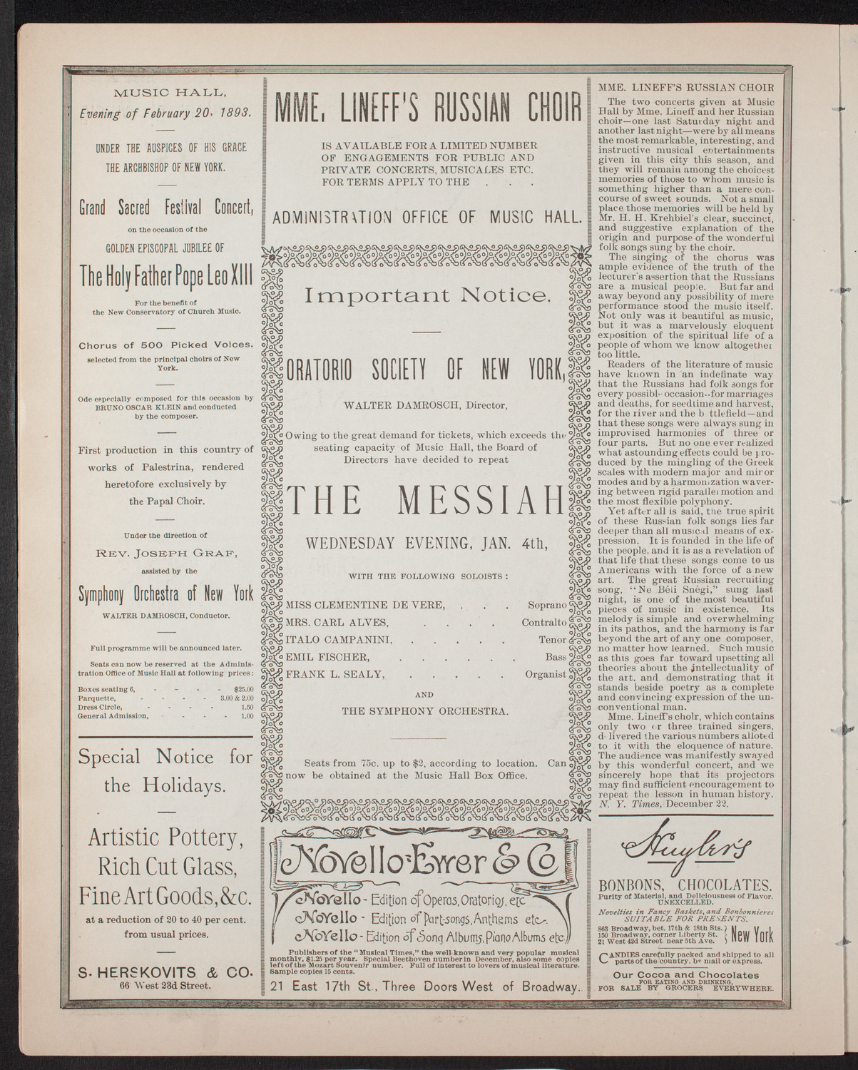 Ignacy Jan Paderewski, Piano, January 2, 1893, program page 6