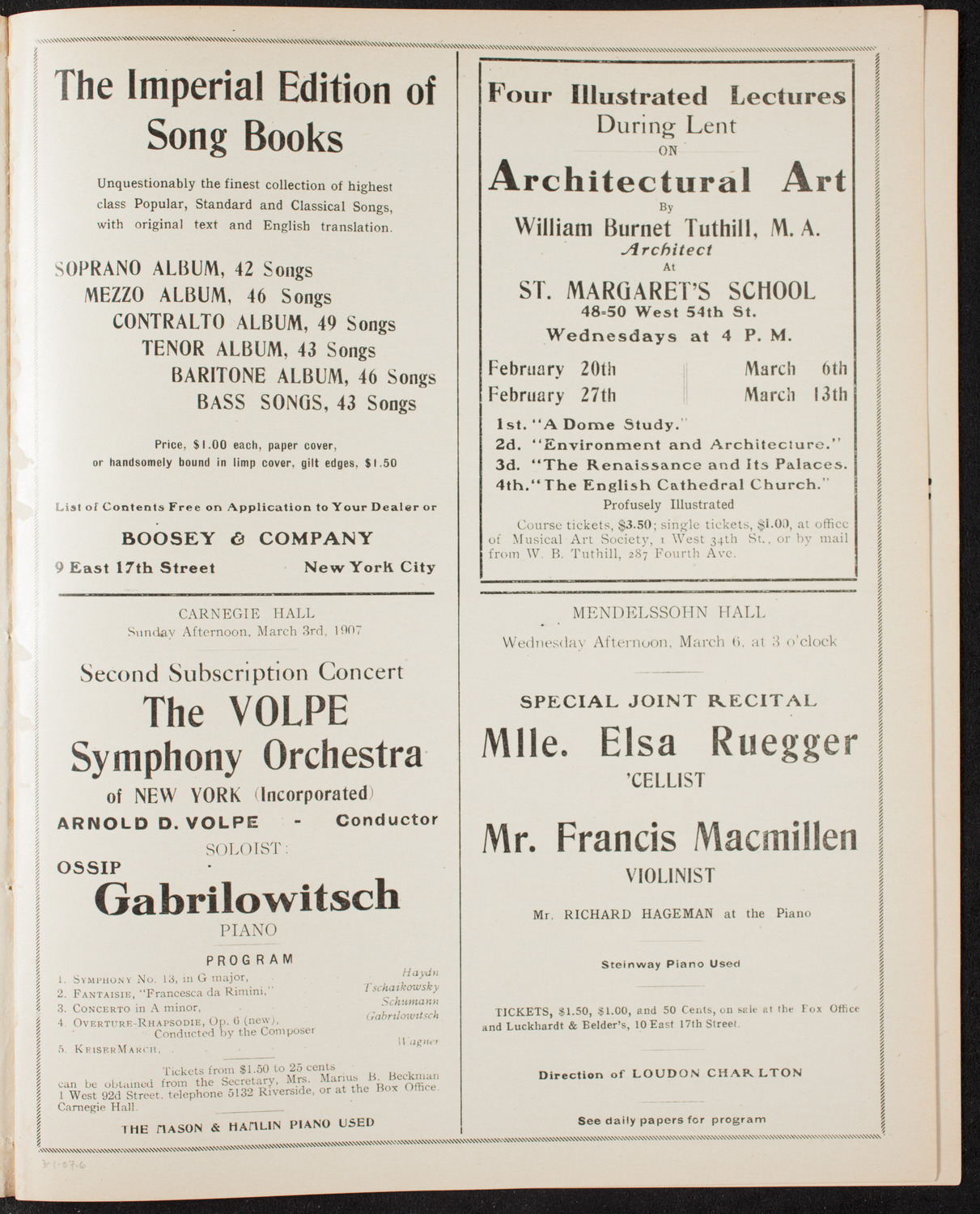 New York Philharmonic, March 1, 1907, program page 11